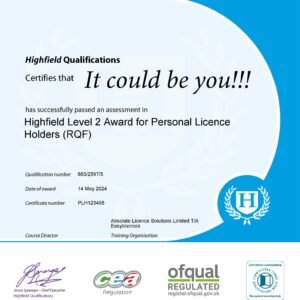 Personal Licence Certificate